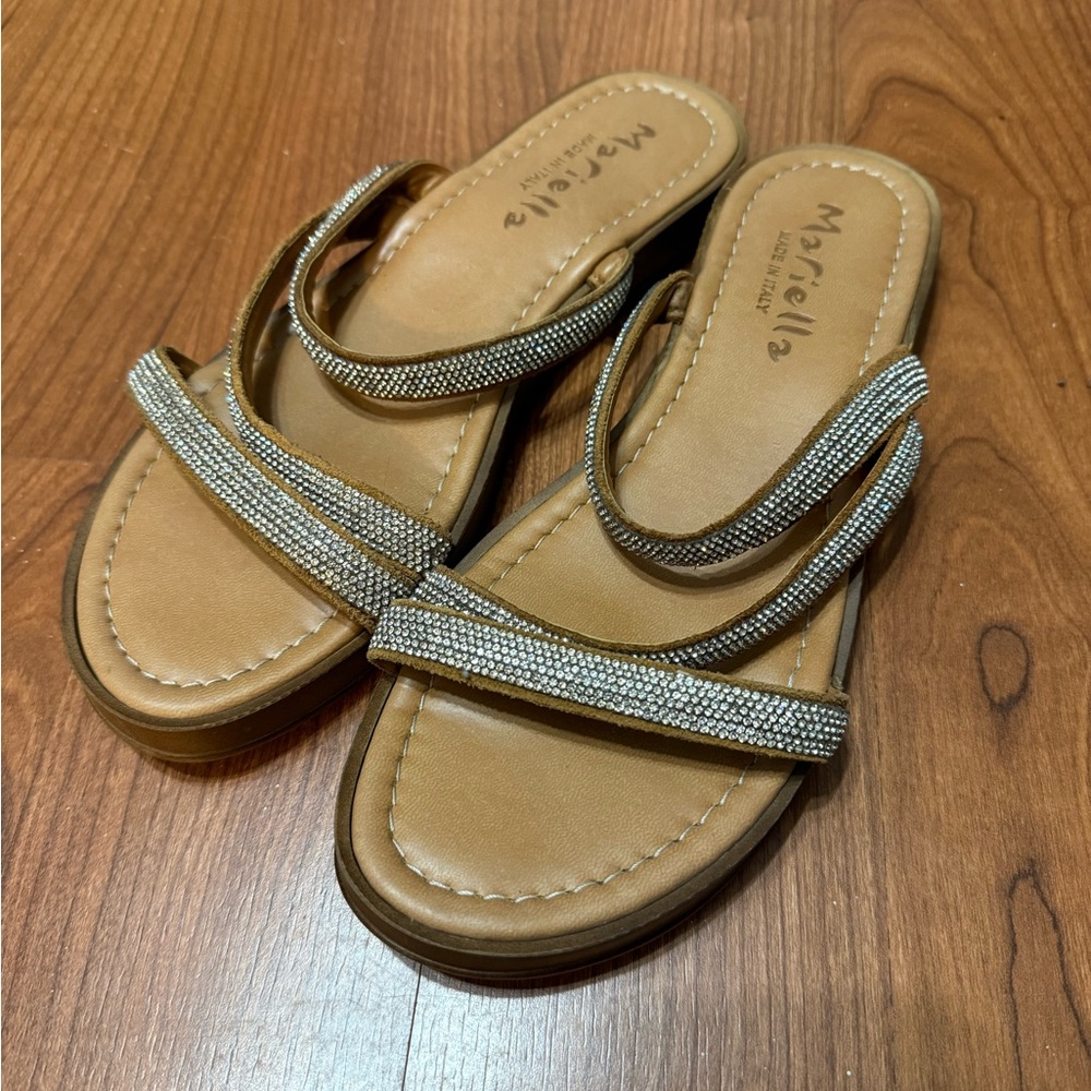 Marcella Women's Elegant Tan and Silver Sandals